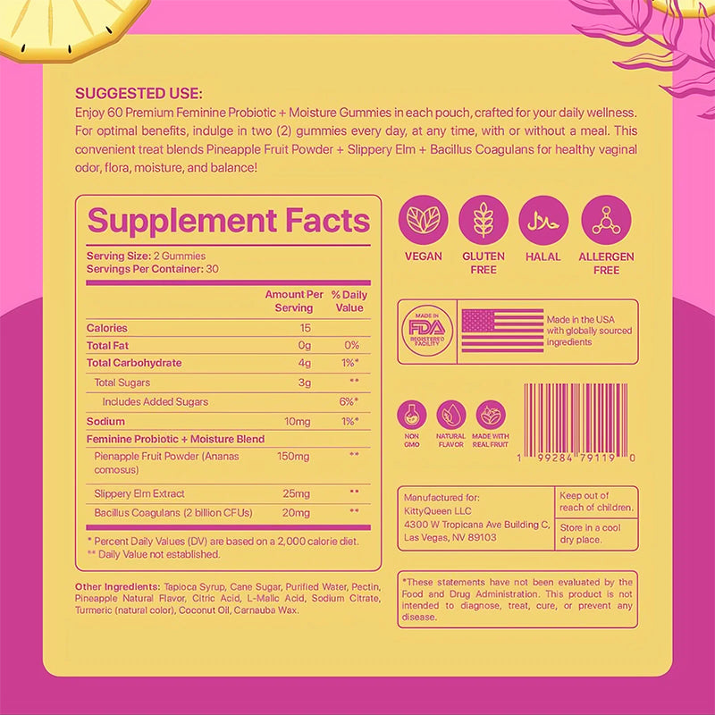 Slippery Kitty Feminine Probiotic + Moisture Gummies